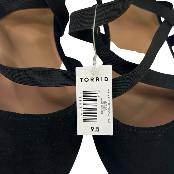 Torrid Faux Suede Elastic Criss-Cross Strappy Black Sandals Womens Size 9.5WW - Picture 12 of 13